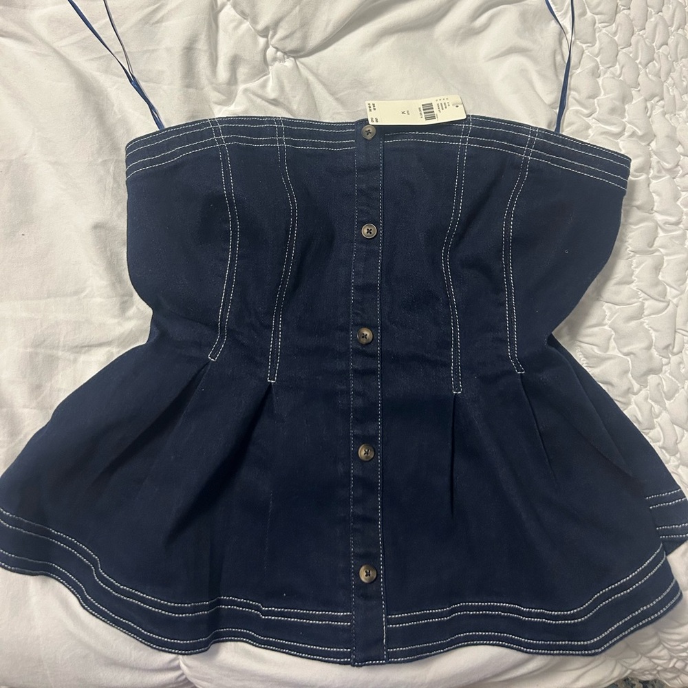 Brand New Pilcro Strapless Denim Blouse Size Medium